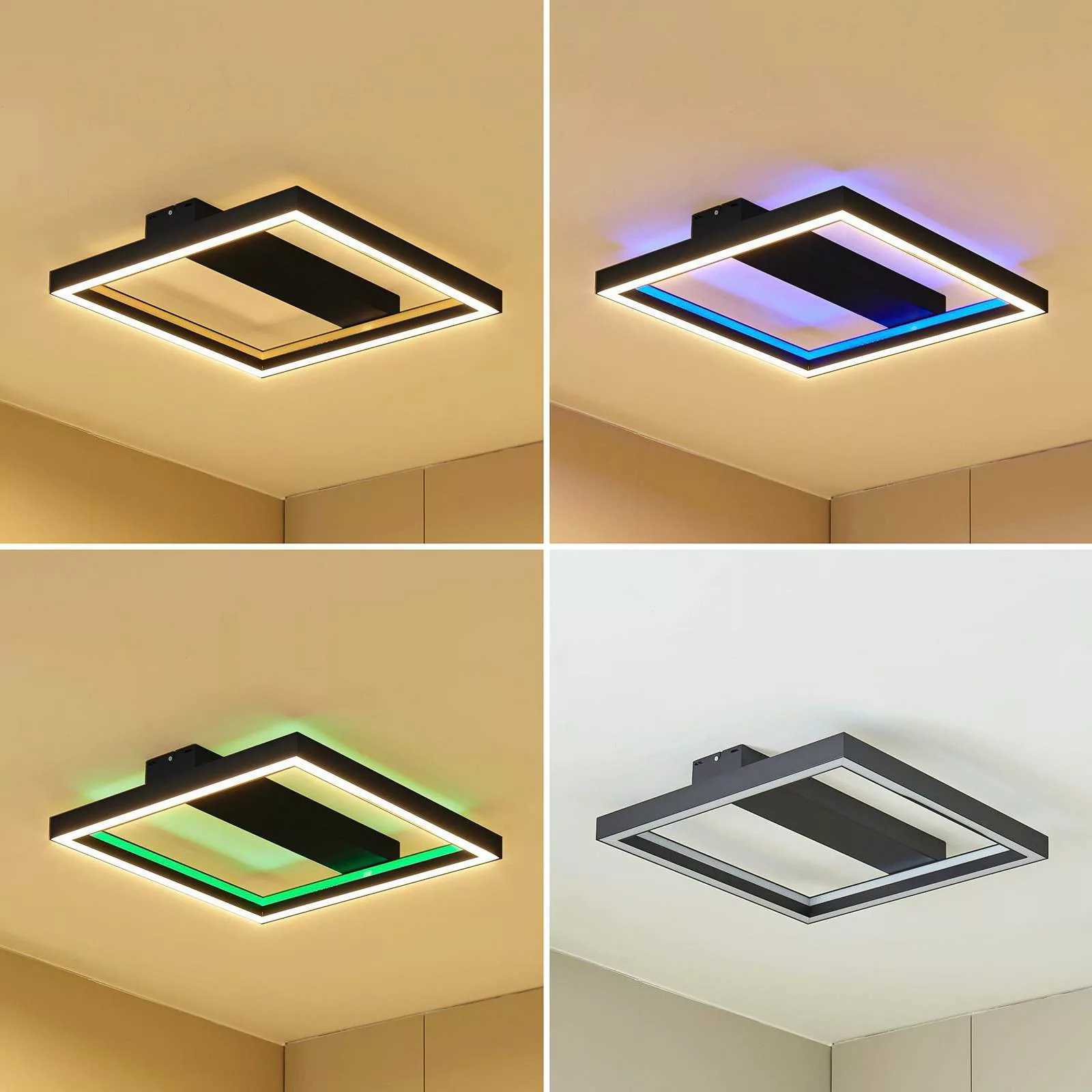 Lucande Smart LED-Deckenleuchte Tjado, 50 cm, schwarz, RGBW günstig online kaufen