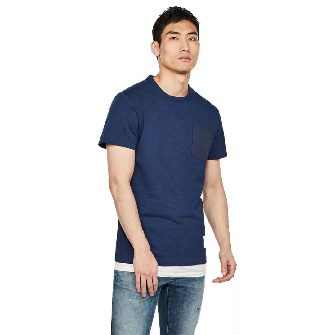G-star Contrast Pocket Ribbed Kurzärmeliges T-shirt M Imperial Blue günstig online kaufen