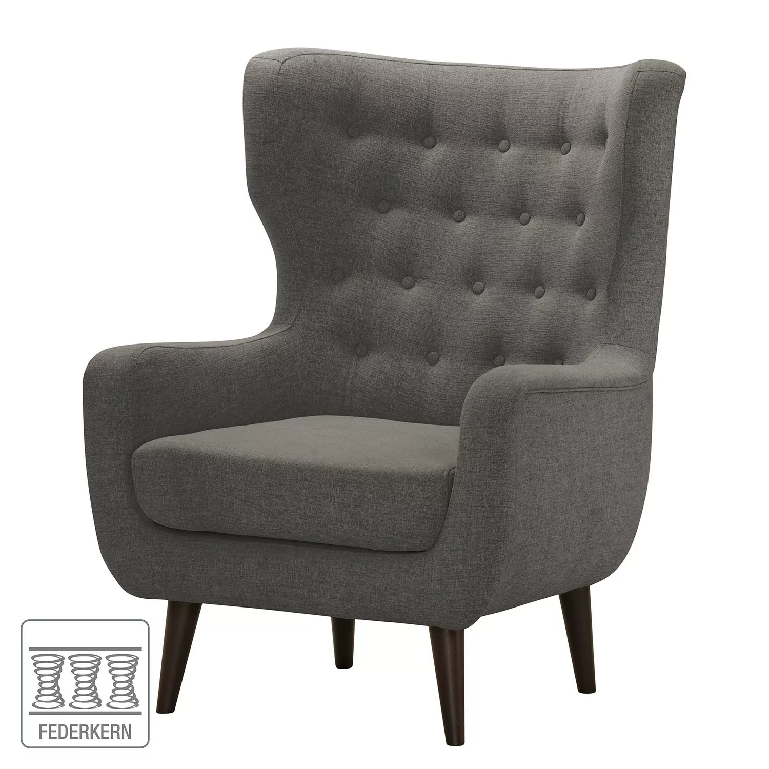 home24 Norrwood Sessel Boyka II Grau Webstoff 81x88x105 cm (BxHxT) günstig online kaufen