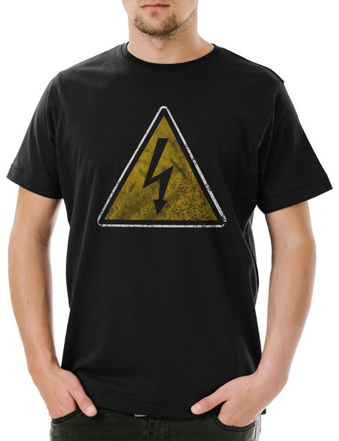 Urban Backwoods Print-Shirt Caution High Voltage Vintage Logo Sign Herren T günstig online kaufen