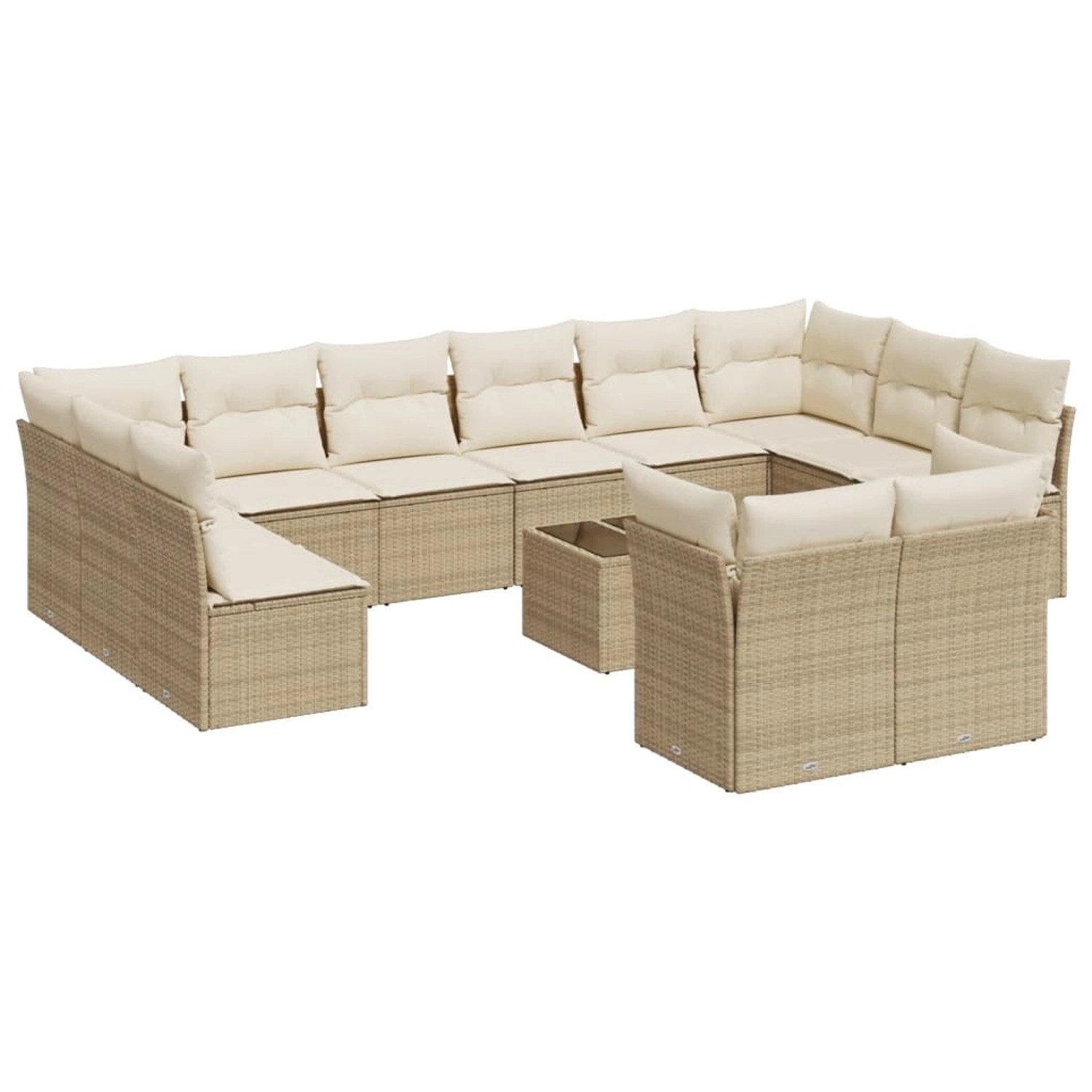 vidaXL 13-Tlg Garten-Sofagarnitur mit Kissen Beige Poly Rattan 3250277 günstig online kaufen