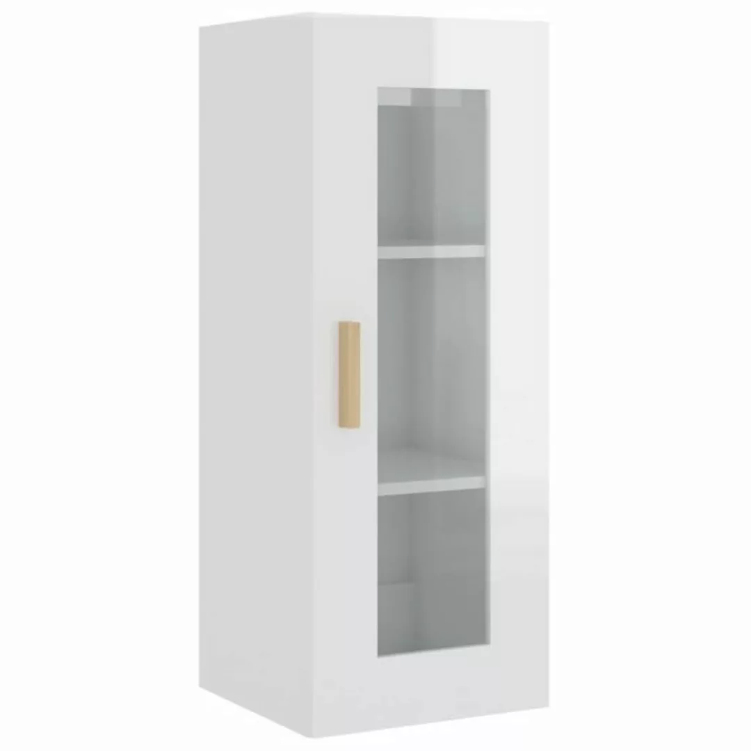 vidaXL Hängeschrank Hängeschrank Hochglanz-Weiß 34,5x34x90 cm Glas Vitrine günstig online kaufen