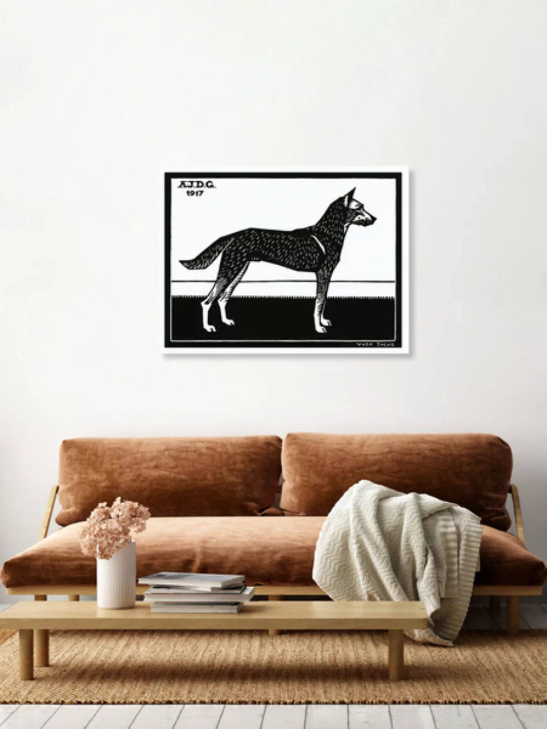 Poster / Leinwandbild - Woodblock Dog günstig online kaufen
