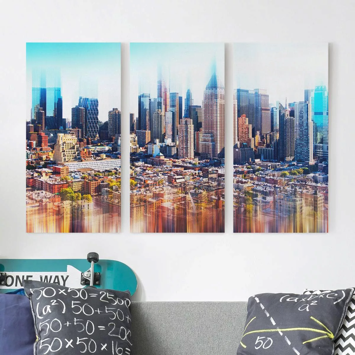 3-teiliges Leinwandbild Architektur & Skyline - Querformat Manhattan Skylin günstig online kaufen