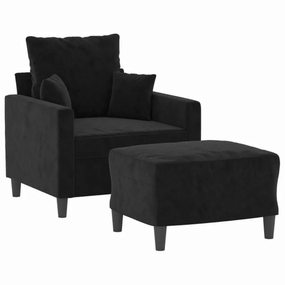 vidaXL Sofa Sessel mit Hocker Schwarz 60 cm Samt günstig online kaufen