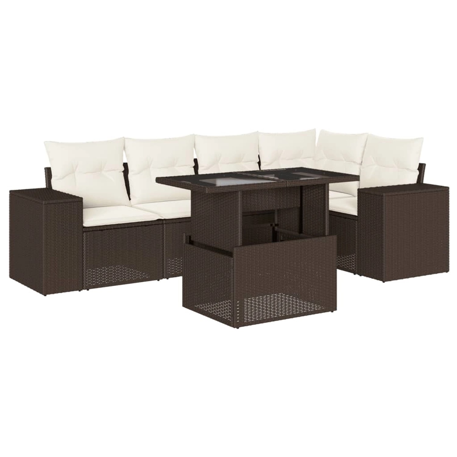 vidaXL 6-Tlg Garten-Sofagarnitur mit Kissen Braun Poly Rattan 3269153 günstig online kaufen