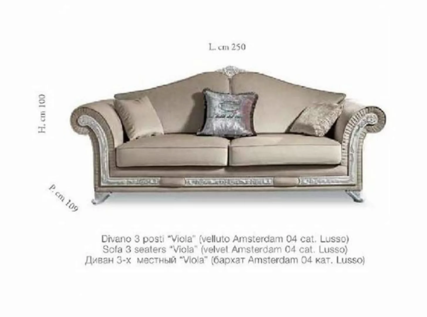JVmoebel Sofa Sofa 3 Sitzer Möbel Dreisitzer Sofas Italienische Luxus Möbel günstig online kaufen