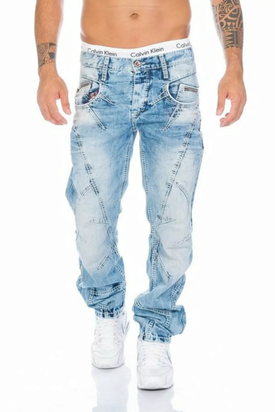 Cipo & Baxx Regular-fit-Jeans Herren Jeans Hose mit ausgefallener Nahtstruk günstig online kaufen