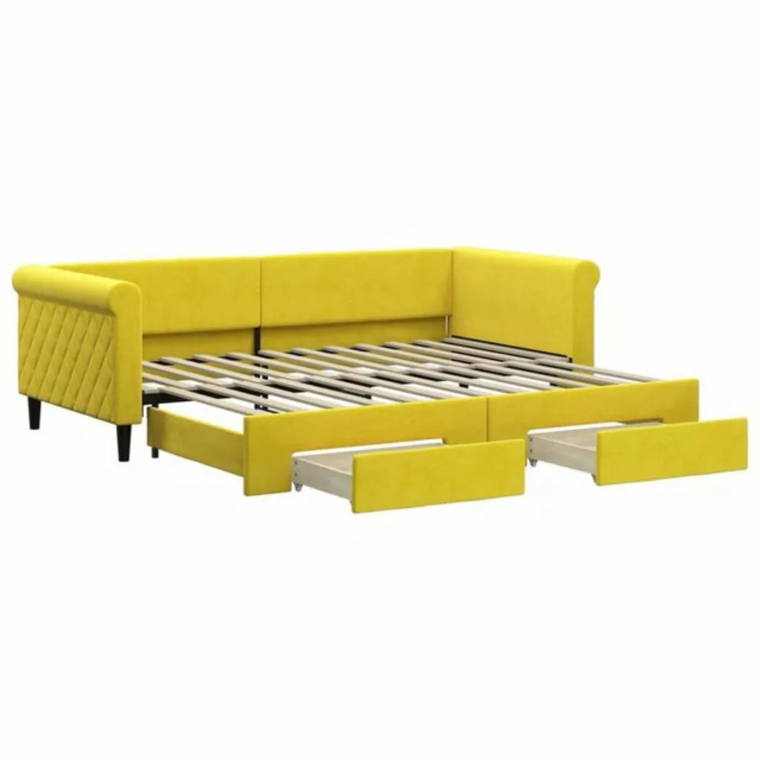 vidaXL Bett Tagesbett Ausziehbar mit Schubladen Gelb 90x200 cm Samt günstig online kaufen