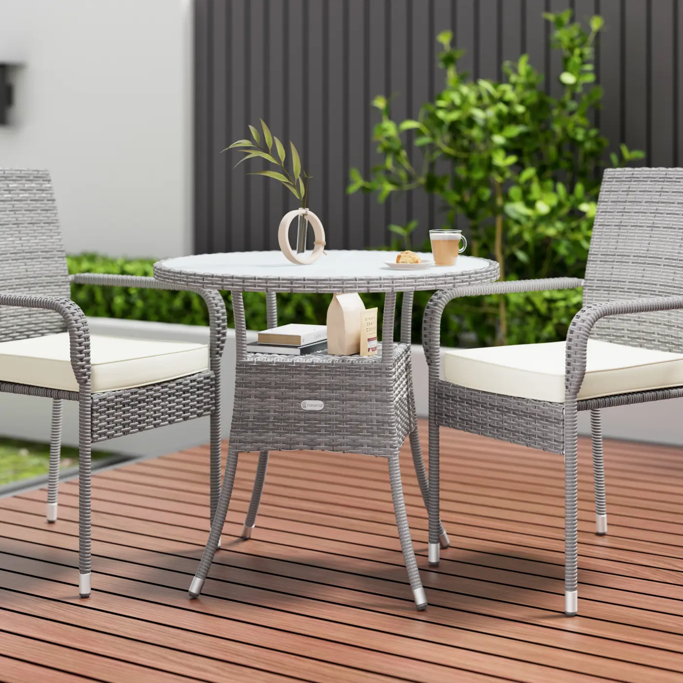 Polyrattan Tisch Grau Ø80cm günstig online kaufen