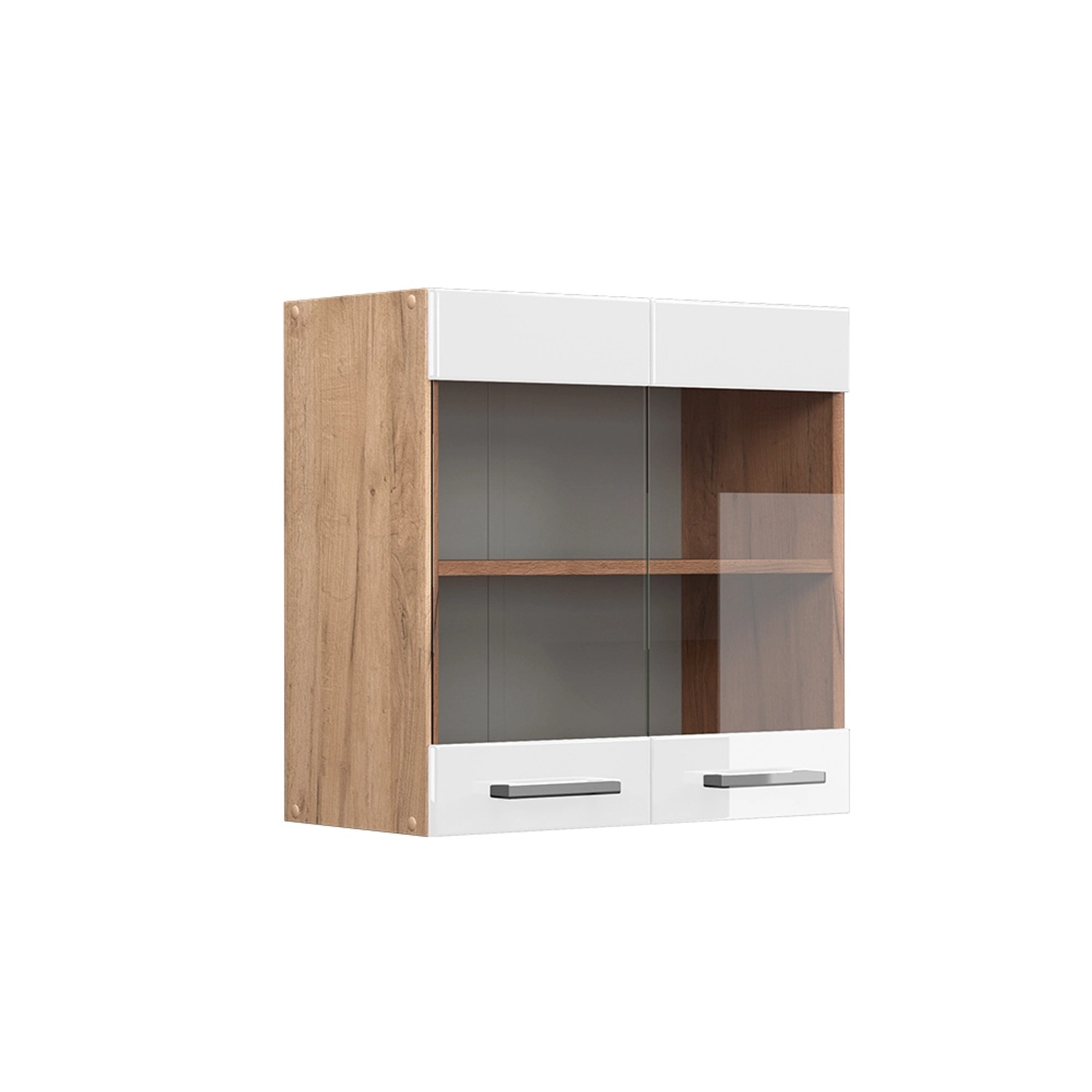 Vicco Glashängeschrank R-Line, Weiß Hochglanz/Goldkraft Eiche, günstig online kaufen
