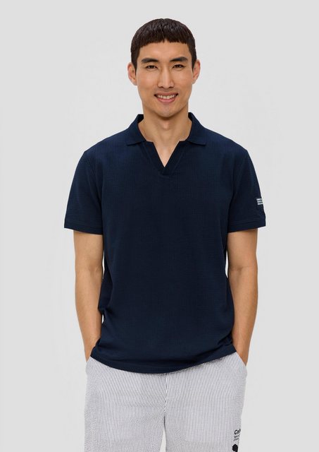 s.Oliver Kurzarmshirt Poloshirt aus Waffelpiqué Label-Patch günstig online kaufen