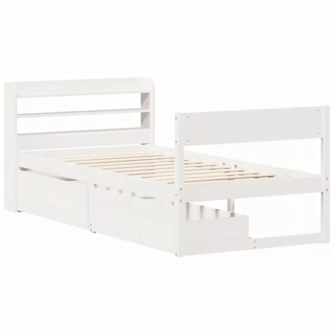 vidaXL Bett, Massivholzbett ohne Matratze Weiß 100x200 cm Kiefernholz günstig online kaufen