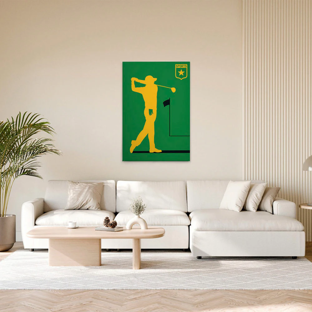 A.S. Création Leinwandbild "Golfplayer - Wandbild Grün Gelb Schwarz Keilrah günstig online kaufen