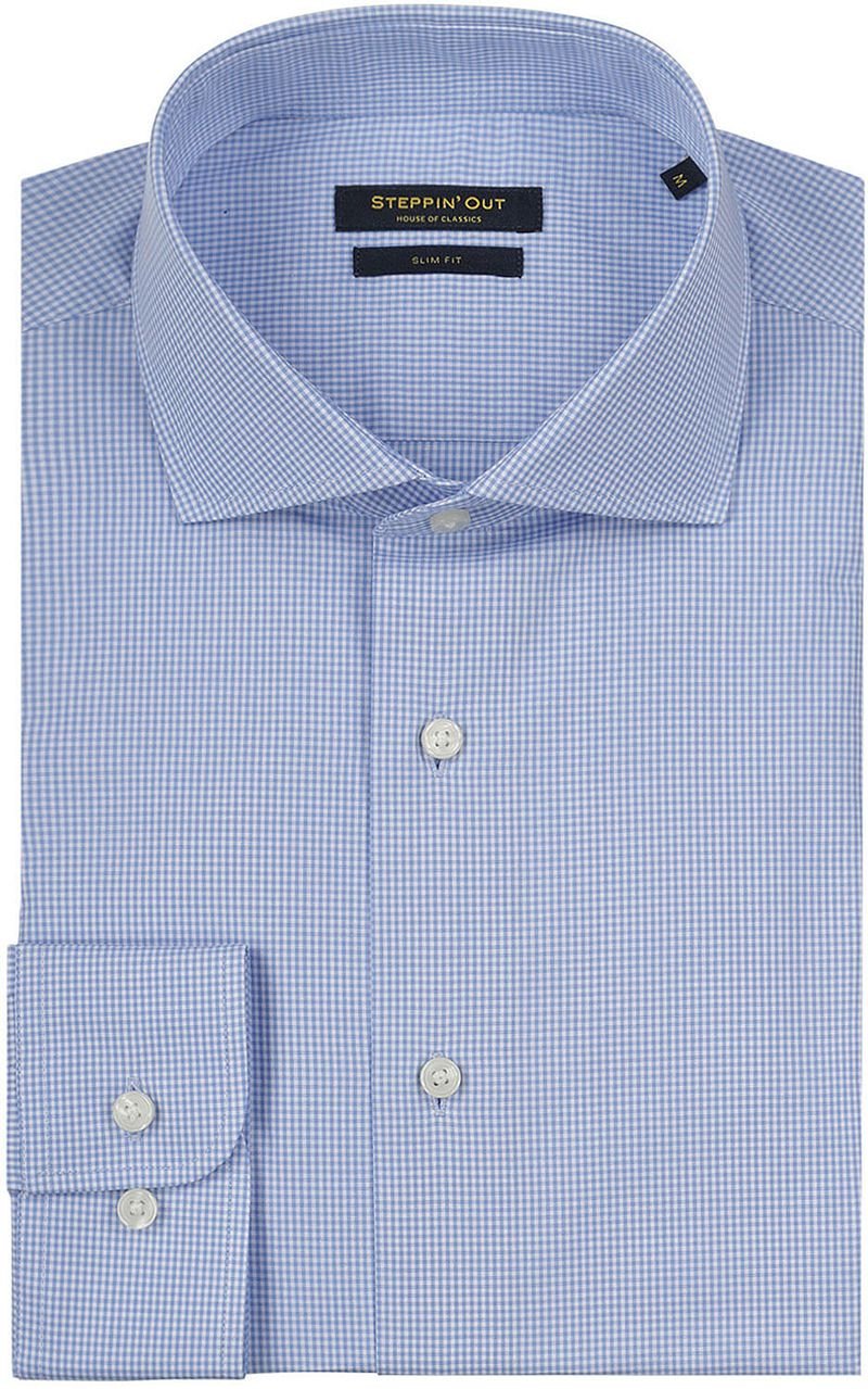 Steppin' Out Hemd Slim-Fit Karos Hellblau - Größe 3XL günstig online kaufen
