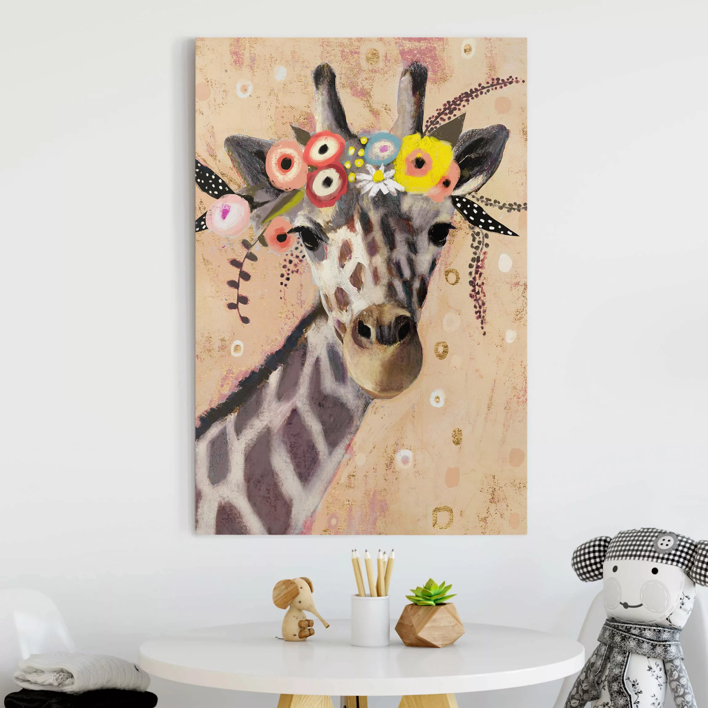 Leinwandbild - Hochformat Klimt Giraffe günstig online kaufen