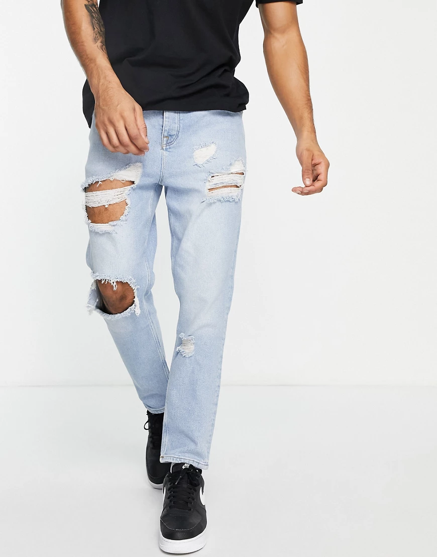 ASOS DESIGN – Kurz geschnittene Karottenjeans in heller Vintage-Waschung mi günstig online kaufen