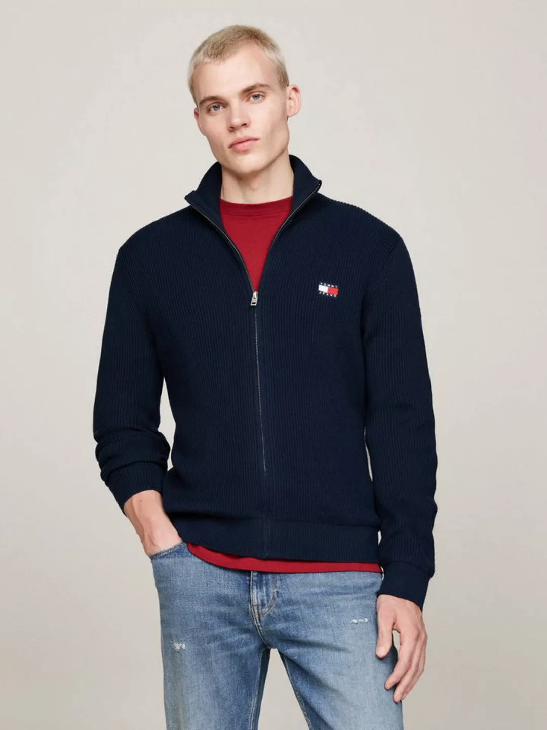 Tommy Jeans Strickjacke TJM SLIM XS BADGE ZIP THRU Mit Markennamen- und Log günstig online kaufen