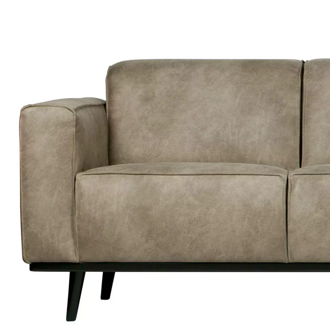 Dreier Sofa in Hellgrau Kunstleder 230 cm breit günstig online kaufen