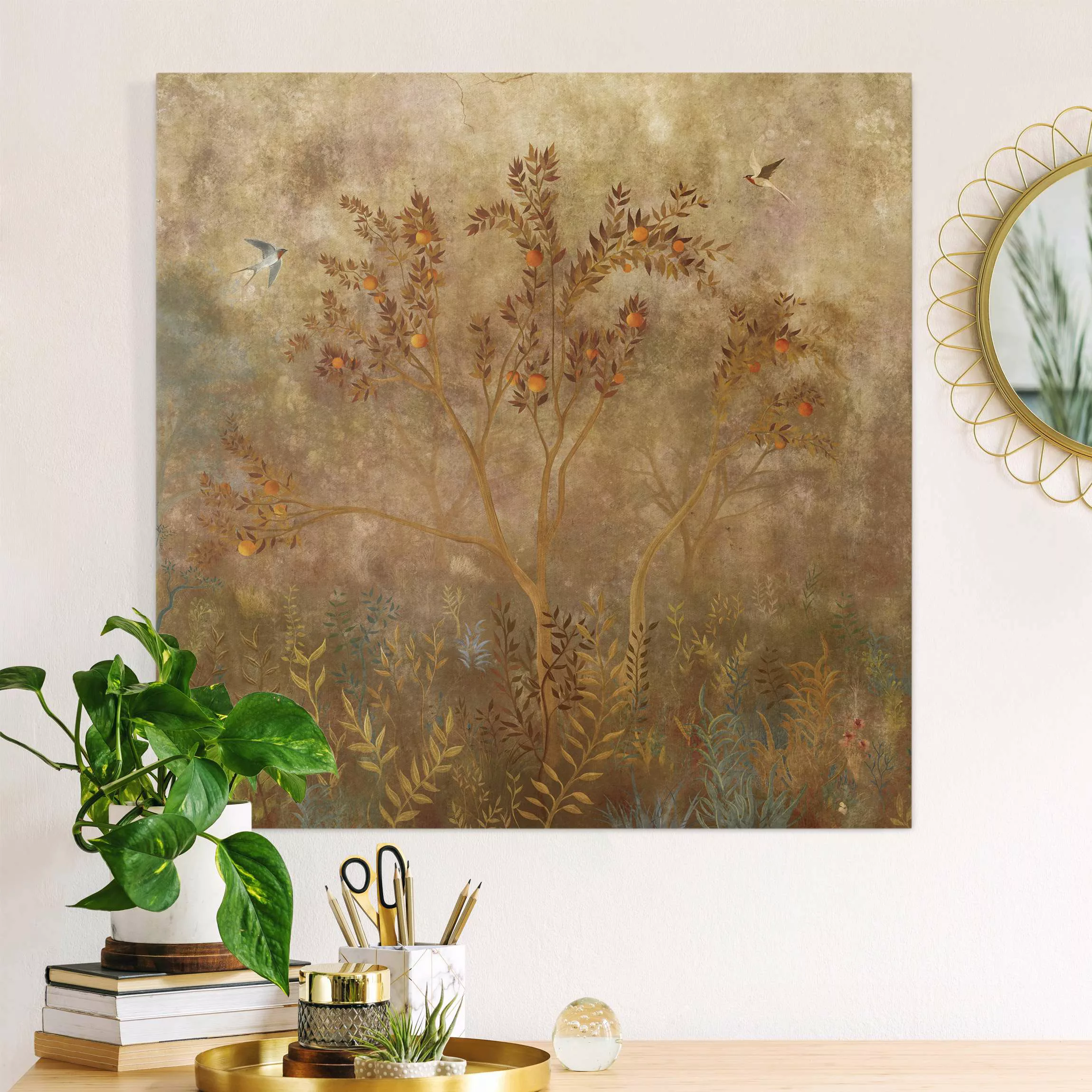 Leinwandbild Waldlichtung mit Orangenbaum bei Tag günstig online kaufen