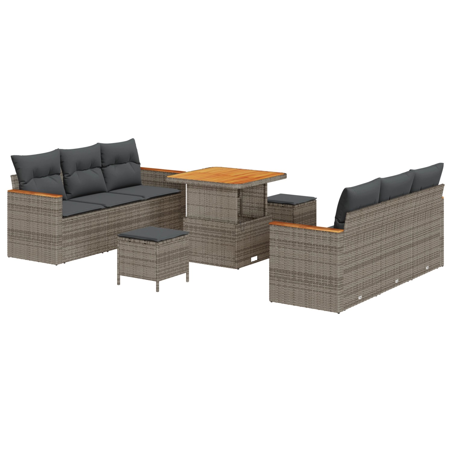 vidaXL Garten-Sofa-Set mit Kissen 9-Tlg Grau Poly Rattan 3362998 günstig online kaufen