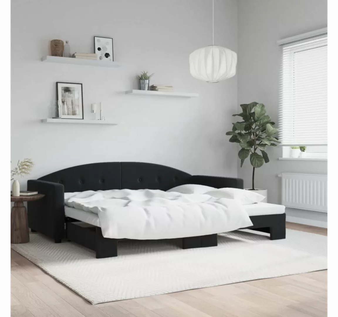 vidaXL Gästebett Gästebett Tagesbett Ausziehbar Schwarz 90x190 cm Samt Bett günstig online kaufen