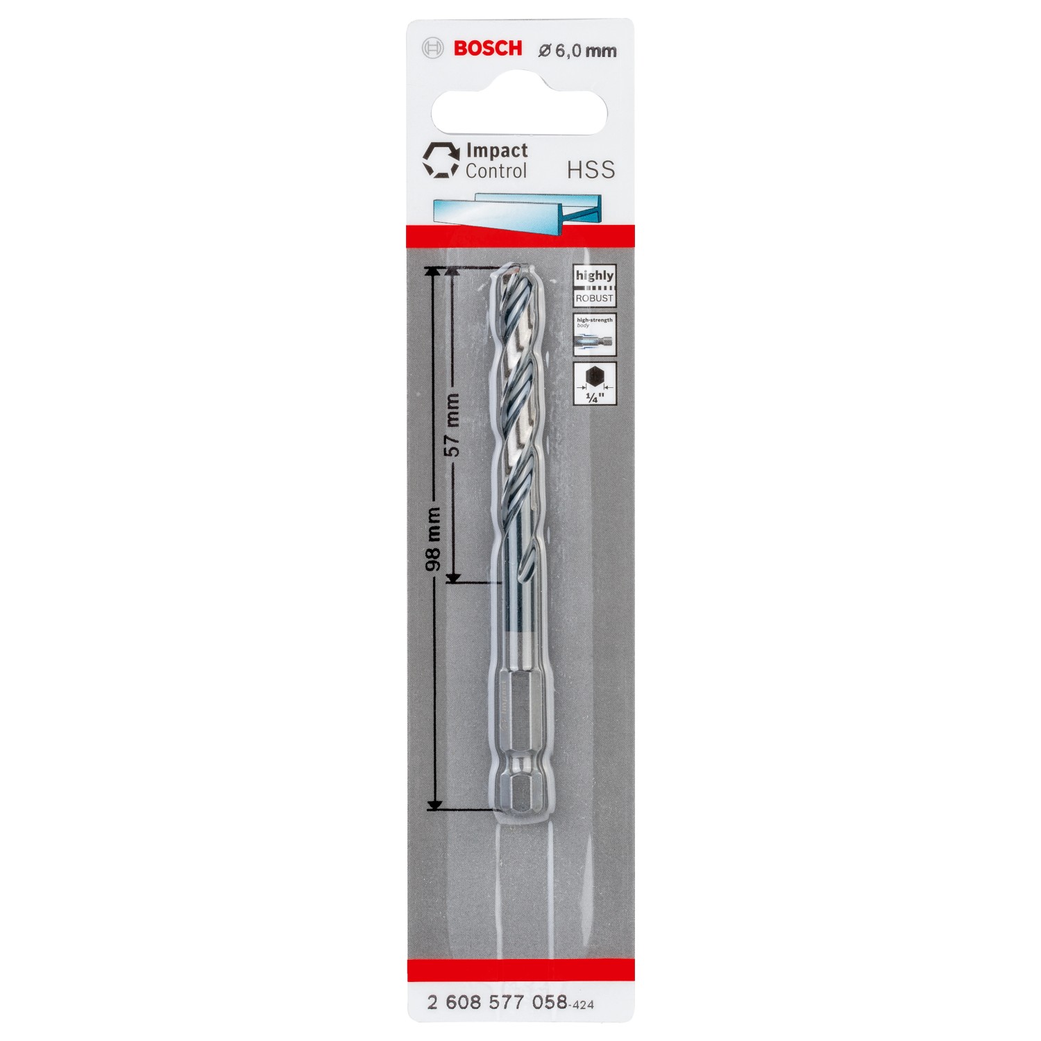 Bosch HSS-Spiralbohrer Impact Control 6 mm x 98 mm x 57 mm günstig online kaufen