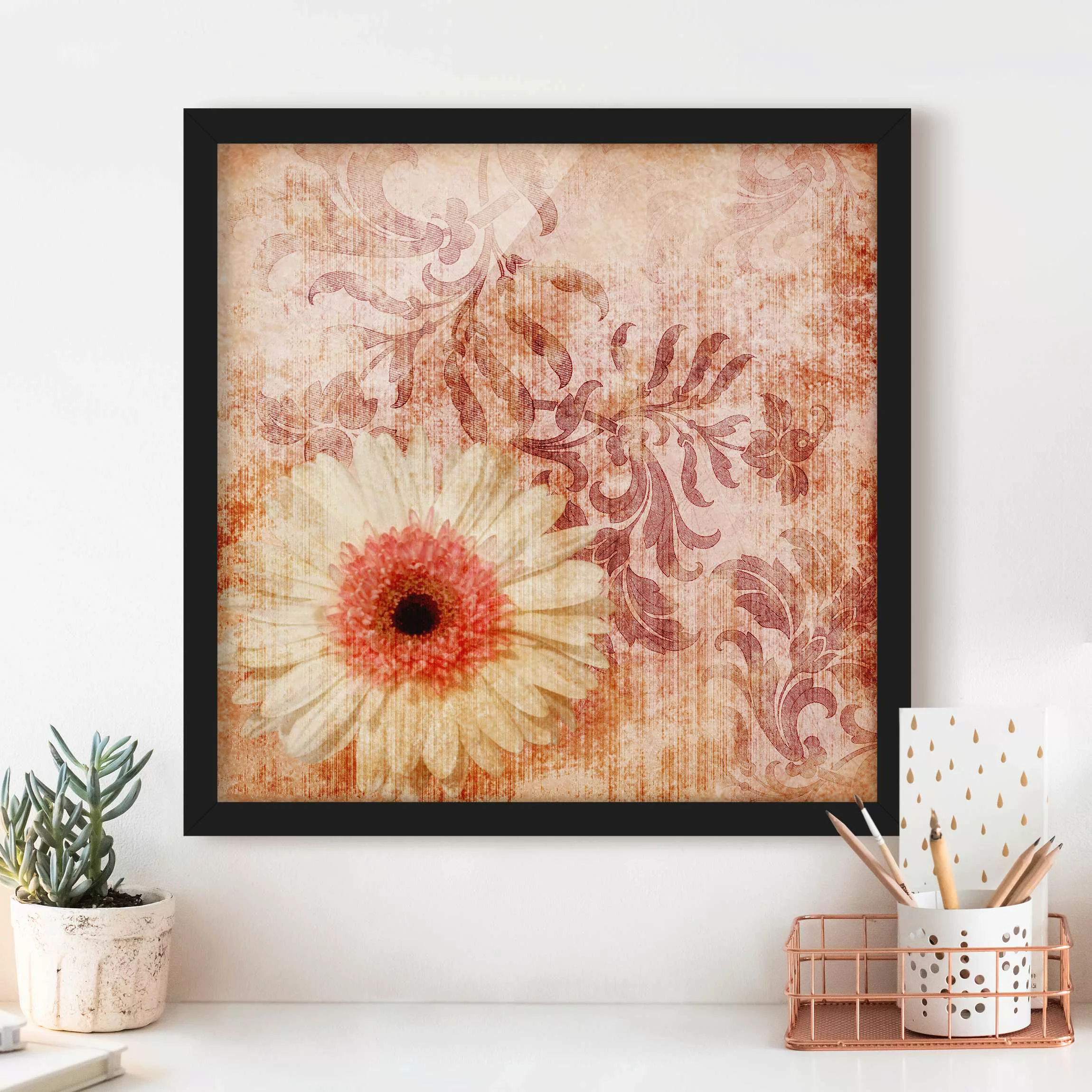 Bild mit Rahmen Blumen - Quadrat Forgotten Beauties I günstig online kaufen