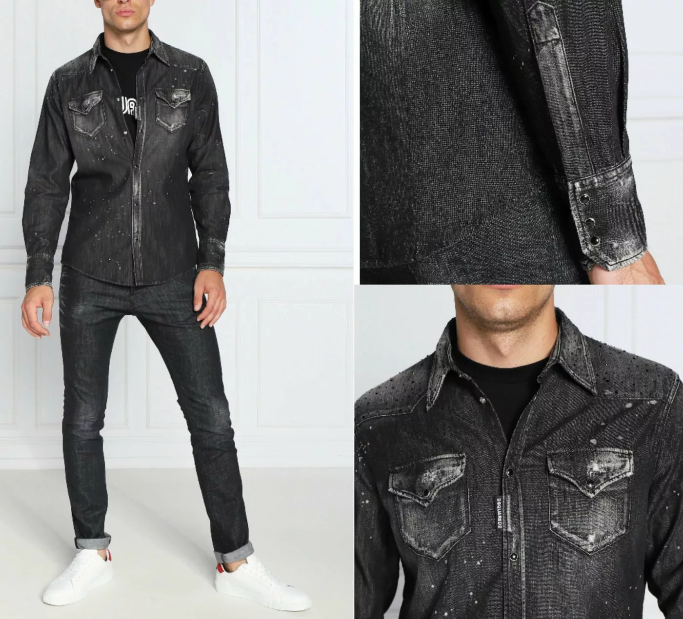 Dsquared2 Langarmhemd DSQUARED2 JEANS Denim Western Shirt Rhinestones Distr günstig online kaufen