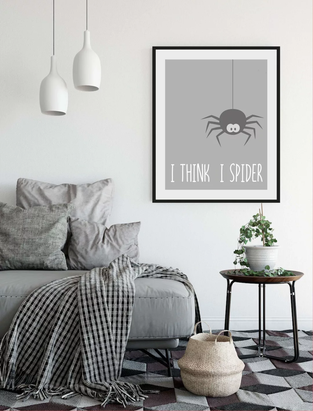 queence Bild "Spinne", Schriftzug-Humor-Sprüche & Texte-Schwarz-Weiß-Insekt günstig online kaufen