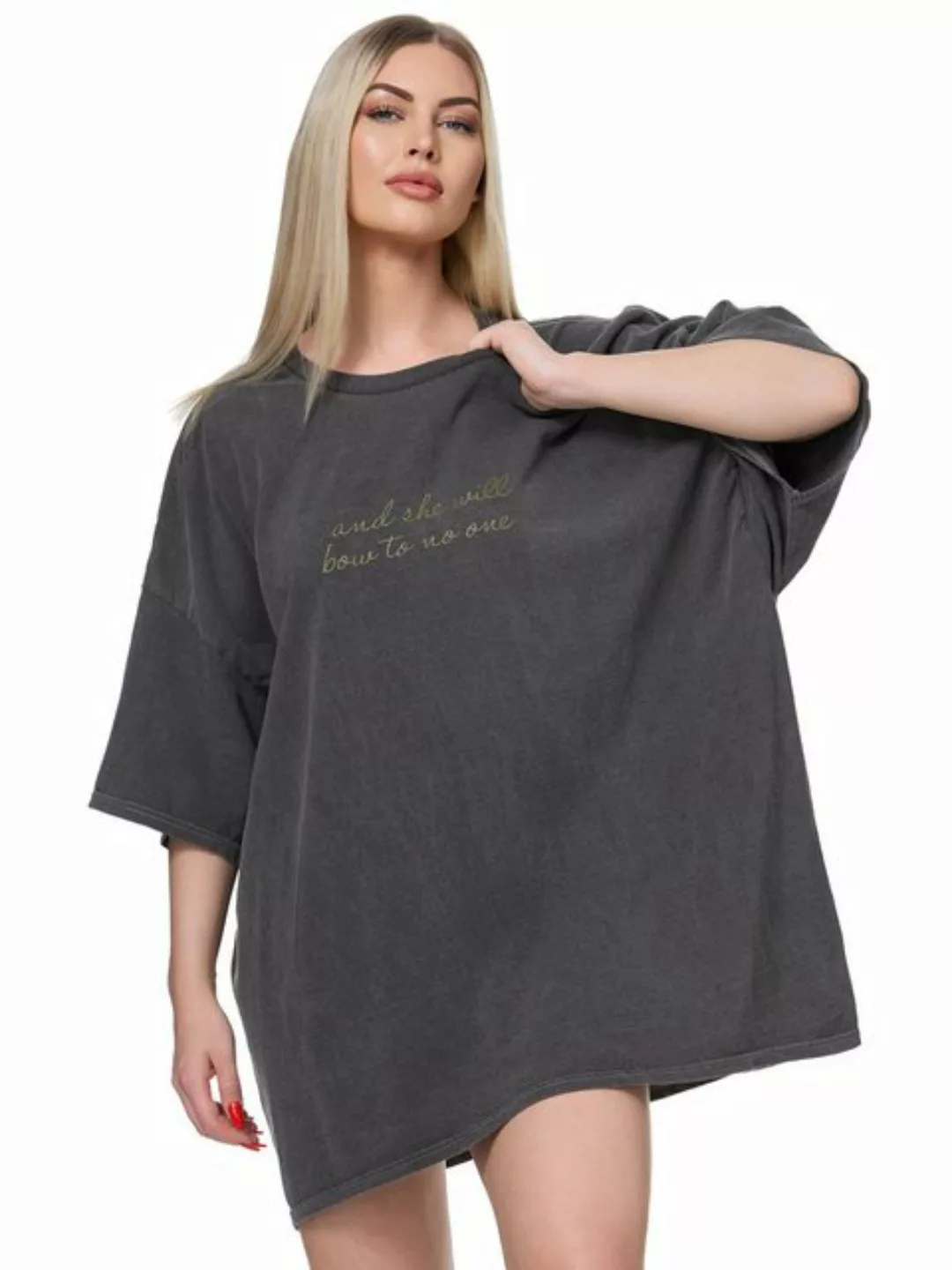 Worldclassca T-Shirt Worldclassca Oversized Print SHE WILL T-Shirt lang Som günstig online kaufen