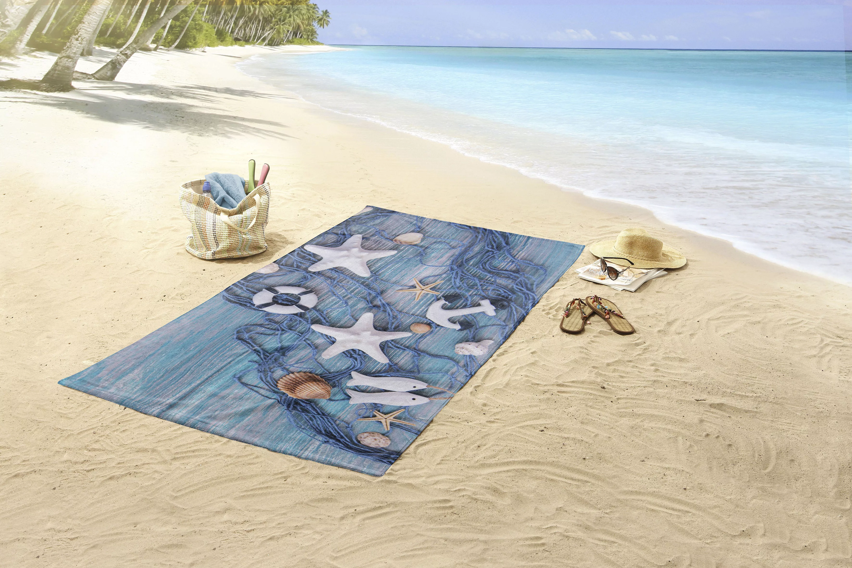 Strandtuch blau Polyester B/L: ca. 100x180 cm günstig online kaufen