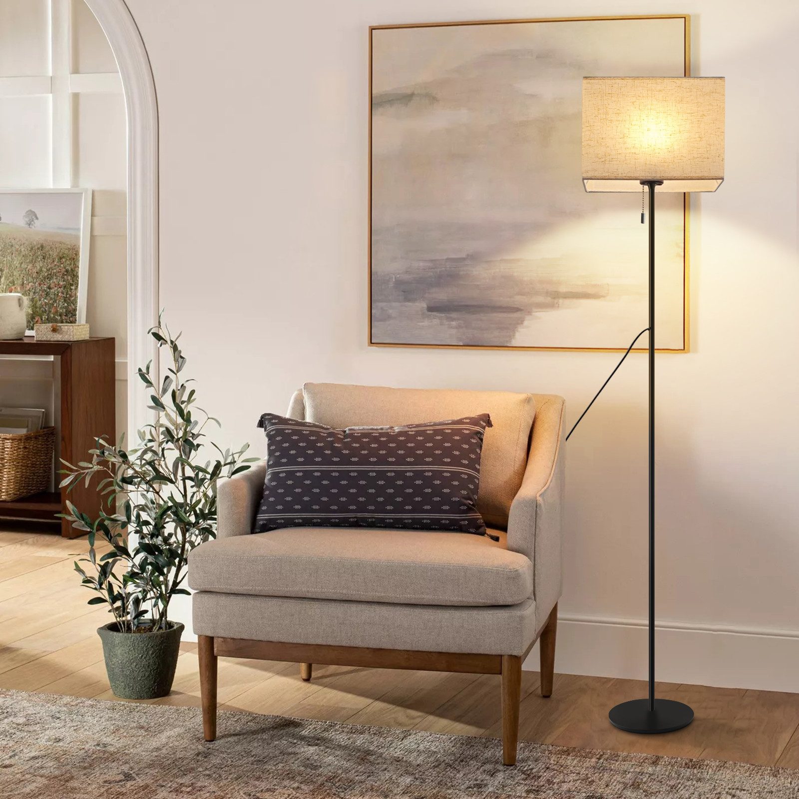 Nettlife LED Stehlampe Dimmbar Vintage Beige günstig online kaufen