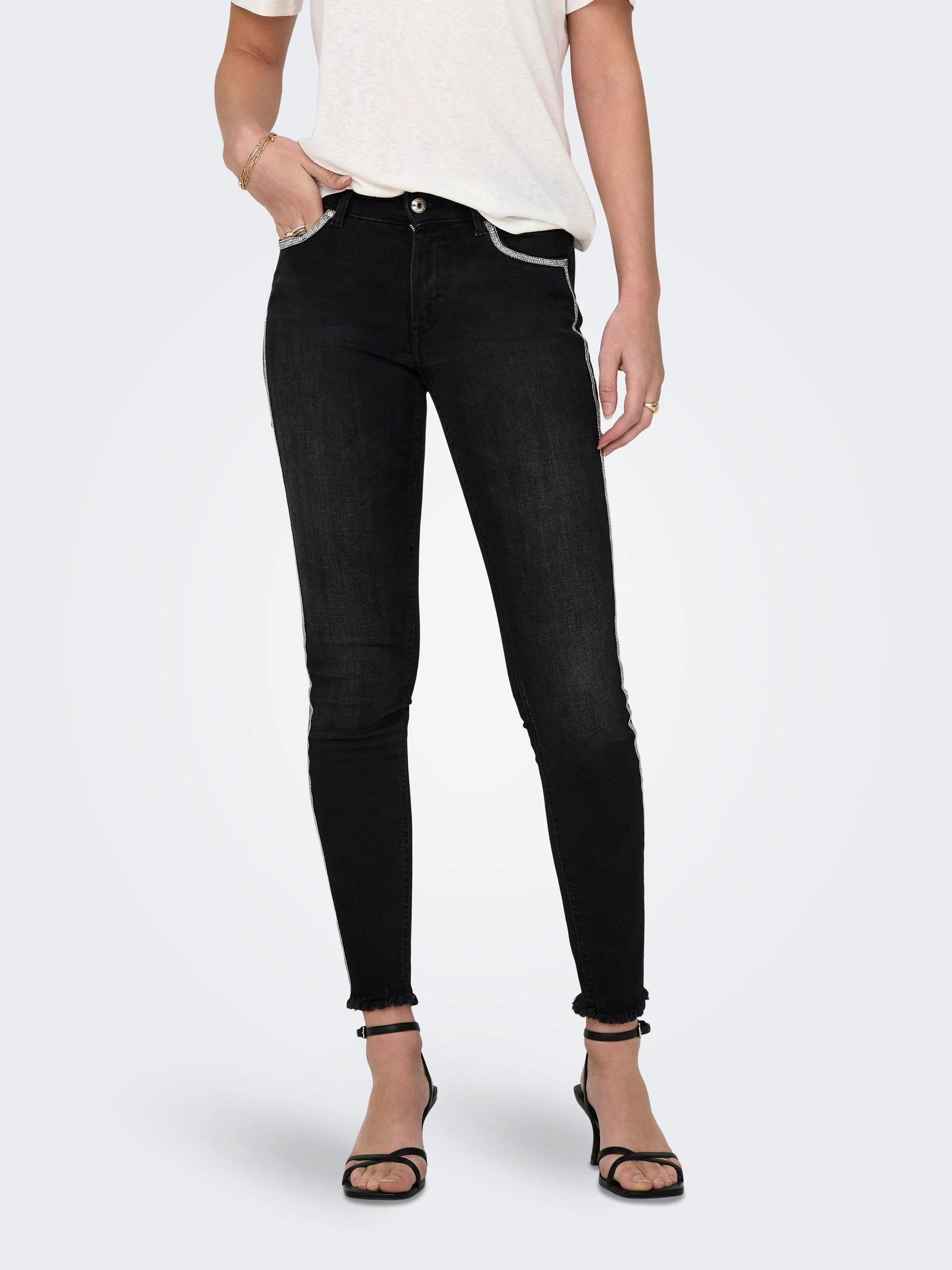 ONLY Skinny-fit-Jeans ONLBLUSH MW SKINNY DECO ANK RW REA0918 günstig online kaufen