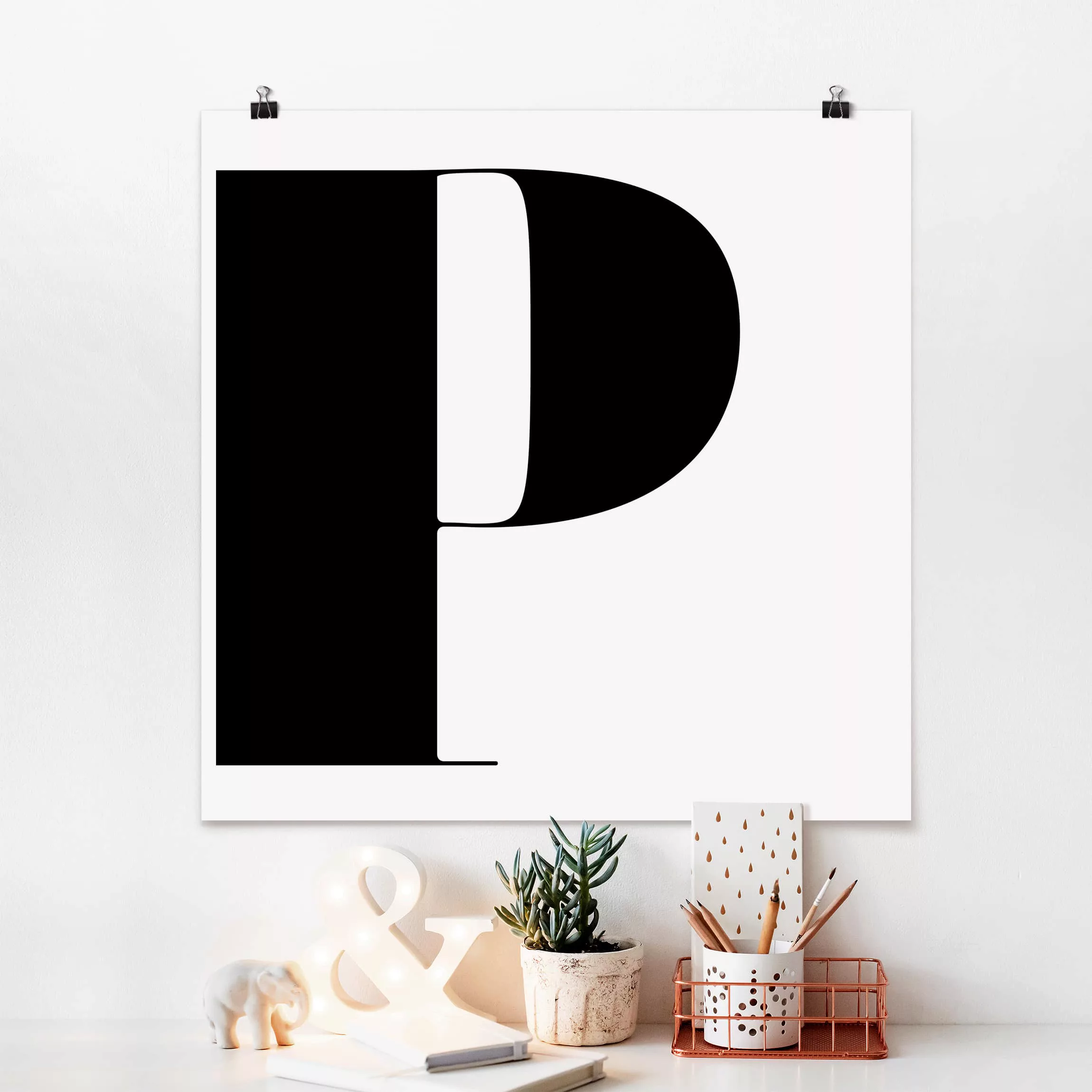 Poster Buchstabe - Quadrat Antiqua Letter P günstig online kaufen