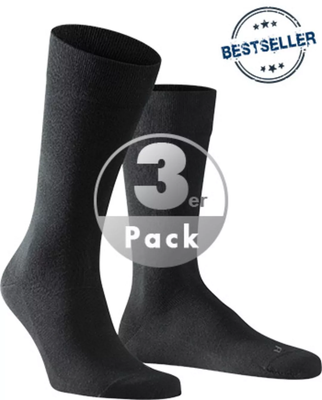 FALKE Sensitive London Herren Socken, 43-46, Schwarz, Uni, Baumwolle, 14616 günstig online kaufen