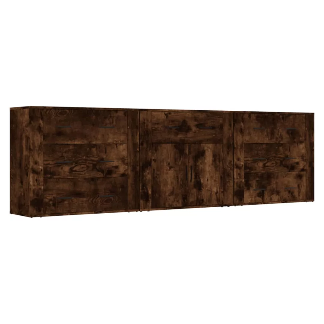 Vidaxl Sideboards 3 Stk. Räuchereiche Holzwerkstoff günstig online kaufen