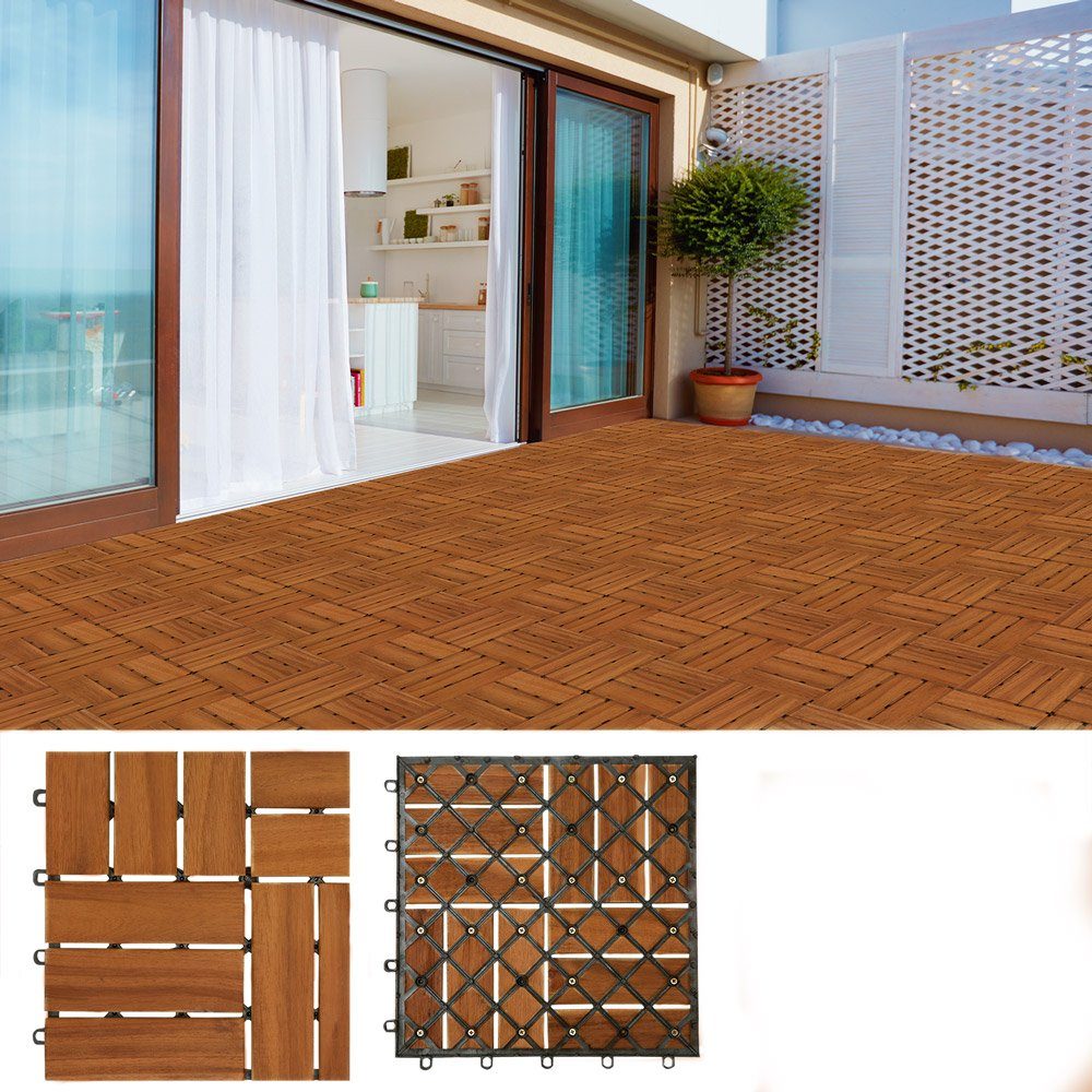 Casaria Holzfliesen 44x Akazie Mosaik, Terrassenfliesen günstig online kaufen