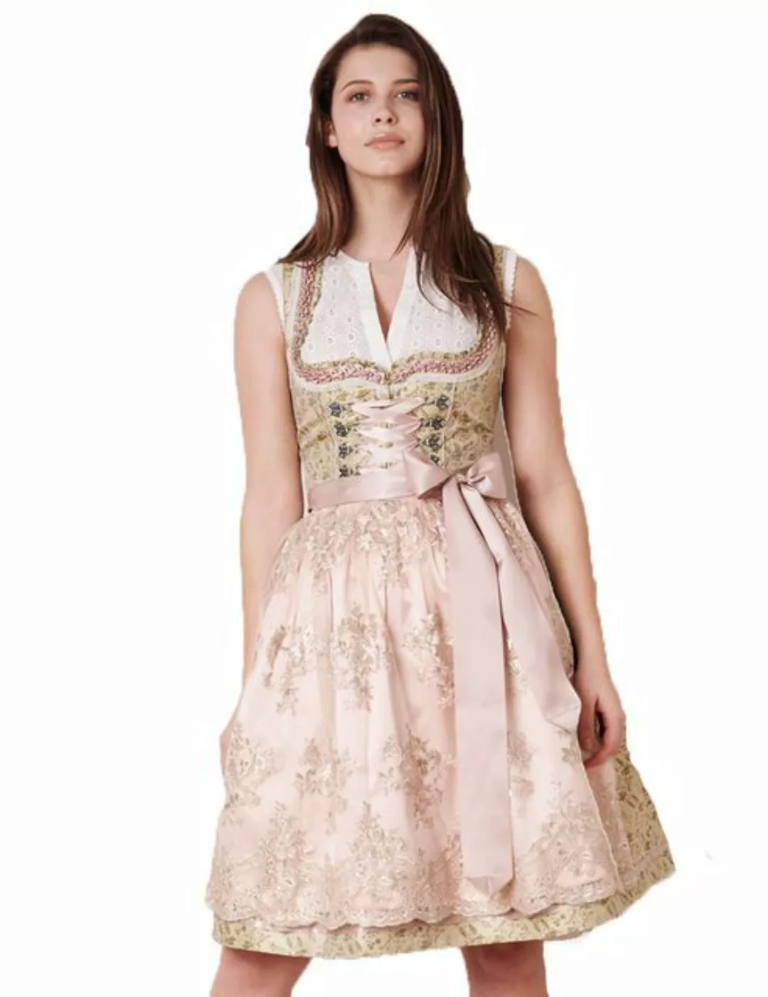 Krüger Madl Dirndl 'Florentina' Spitzenschürze 411364, Hellgrün Rosa günstig online kaufen