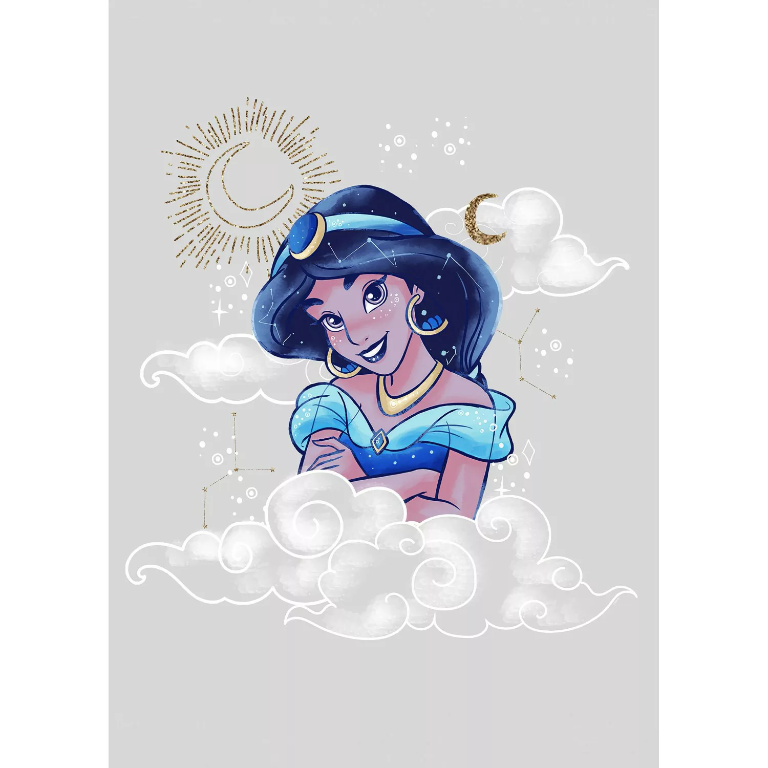 Disney Poster Jasmin Alladin Grau und Blau 50 x 70 cm 611706 günstig online kaufen