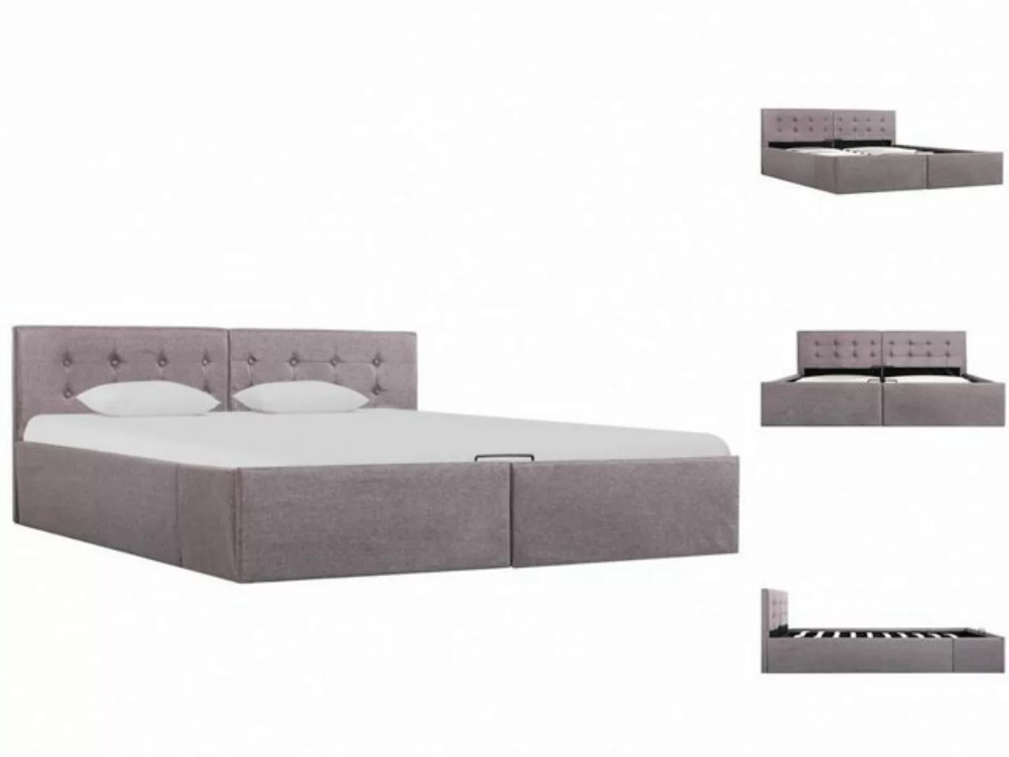 vidaXL Bettgestell Stauraumbett Hydraulisch Taupe Stoff 160200 cm Bett Bett günstig online kaufen