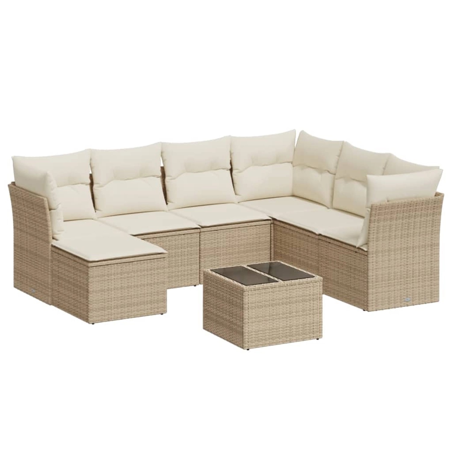 vidaXL 8-Tlg Garten-Sofagarnitur mit Kissen Beige Poly Rattan 3249837 günstig online kaufen