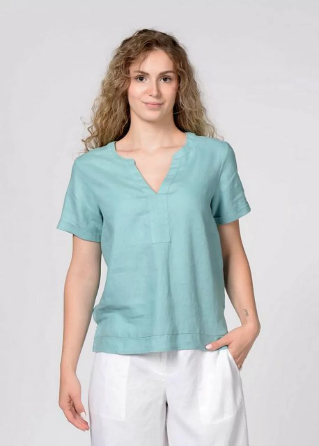 IN LINEA Blusentop Bluse, Serafino Ausschnitt, 506 OCEAN günstig online kaufen