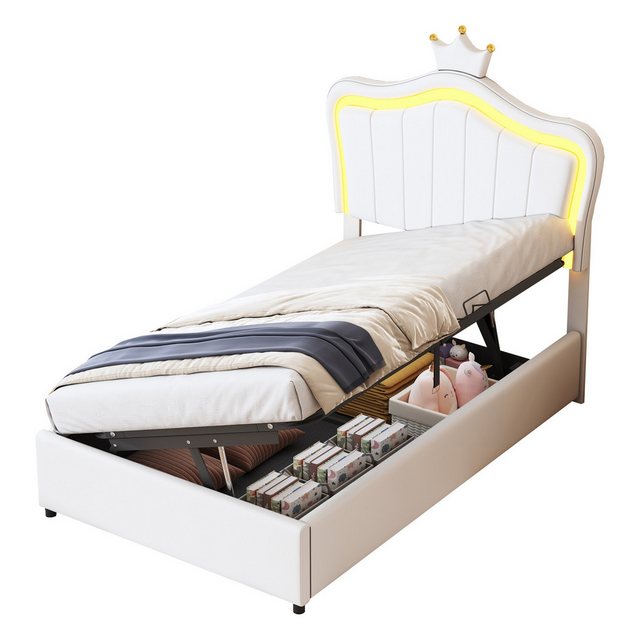 MODFU Bett Polsterbet Funktionsbett Gästebett (Mit Kronendesign, Mit LED-Be günstig online kaufen