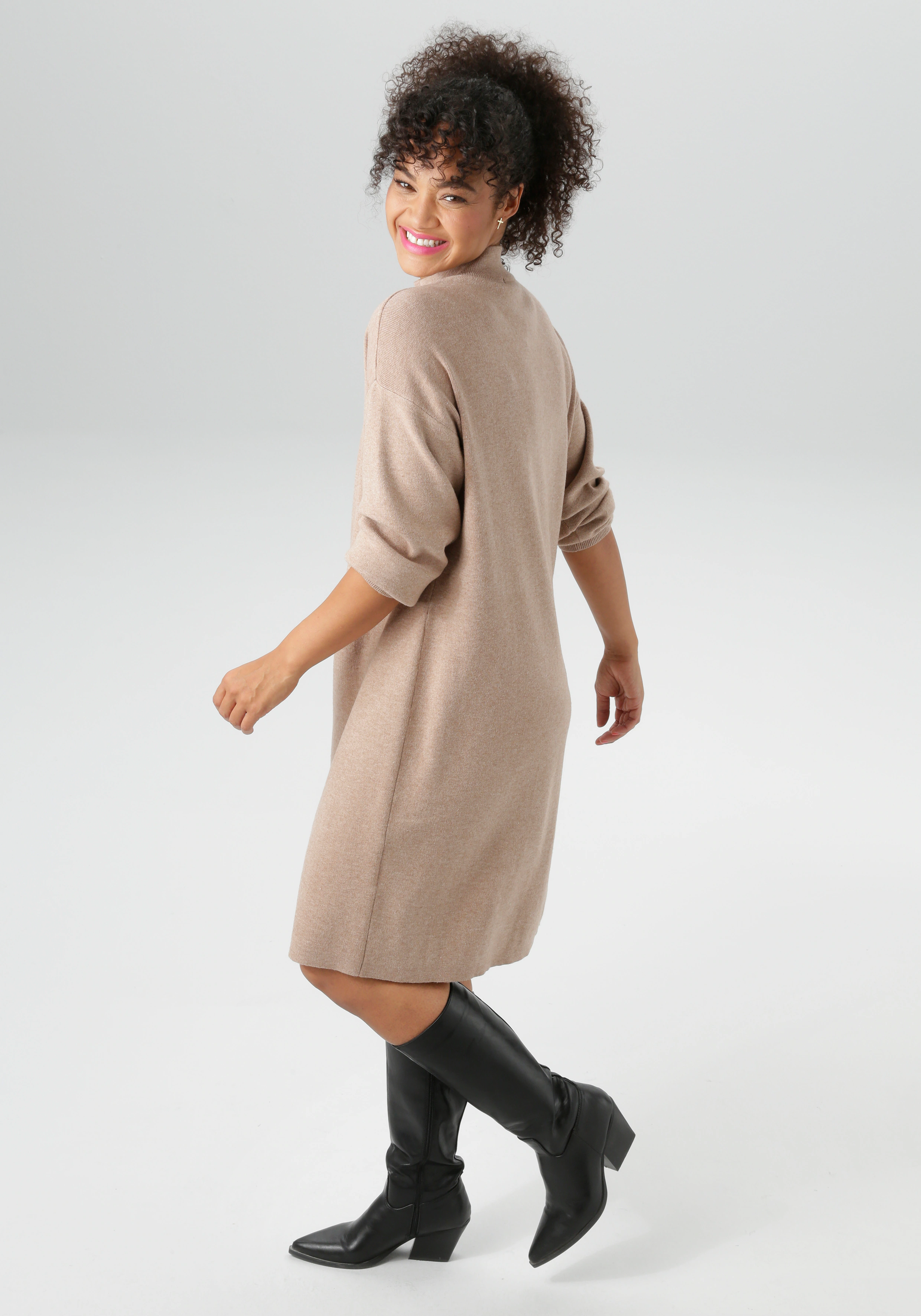Aniston PLUS Strickkleid, mit Stehkragen und Reißverschluss - NEUE KOLLEKTI günstig online kaufen