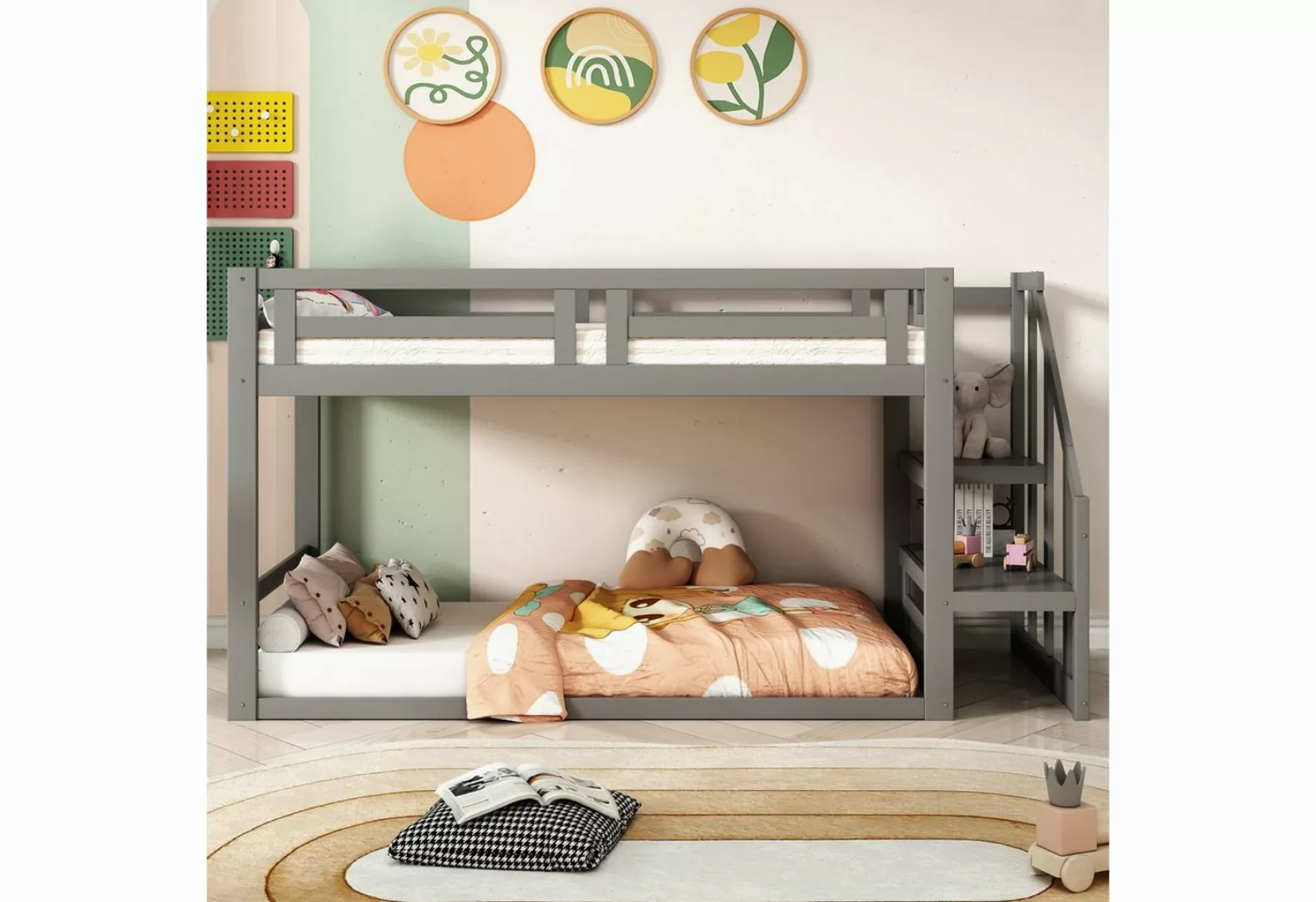 Celya Kinderbett Etagenbett 90x200cm mit Sicherheitstreppe, Etagenbettgeste günstig online kaufen