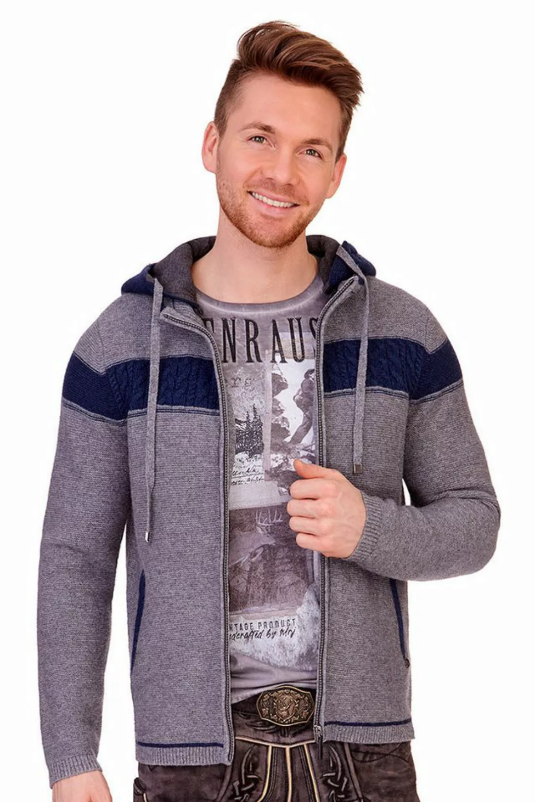 Spieth & Wensky Trachtenstrickjacke Strickjacke Herren - REMUS - dunkelblau günstig online kaufen