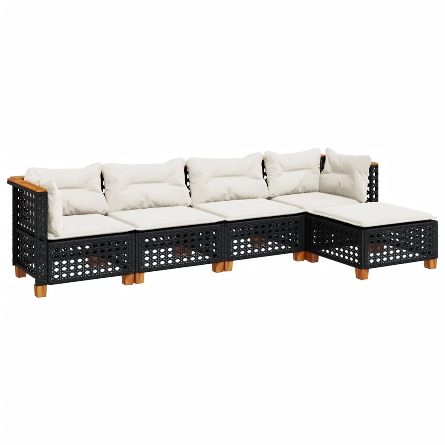vidaXL 5-Tlg Garten-Sofagarnitur mit Kissen Schwarz Poly Rattan 3261788 günstig online kaufen