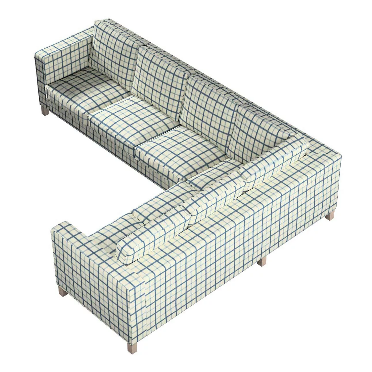 Bezug für Karlanda Sofa Ecke links, blau-creme, 36cm x 30cm x 50cm, Avinon günstig online kaufen