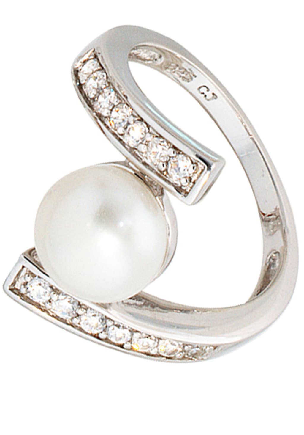 JOBO Perlenring "Ring mit Perle und Zirkonia", 925 Silber rhodiniert günstig online kaufen